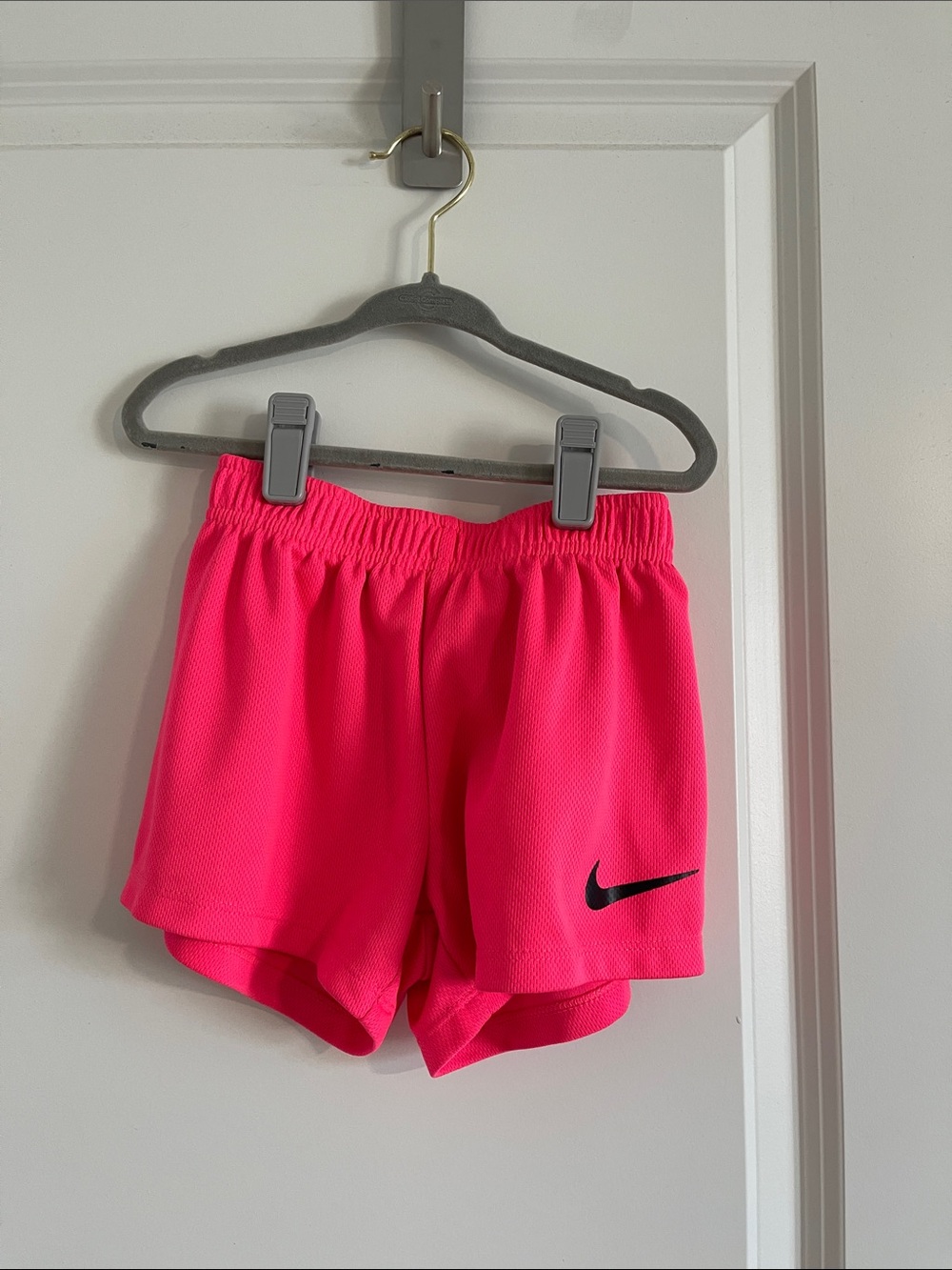 Nike Hot Pink Girls' Athletic Shorts with Black Swoosh